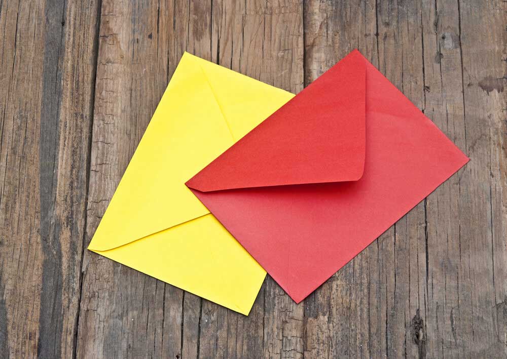 red and yellow envelope