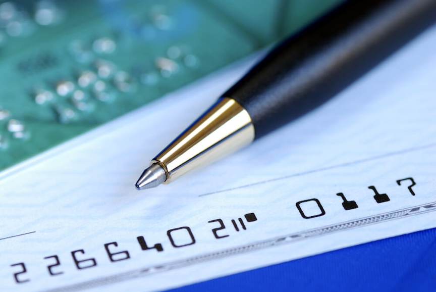 A close-up of the MICR line on a check