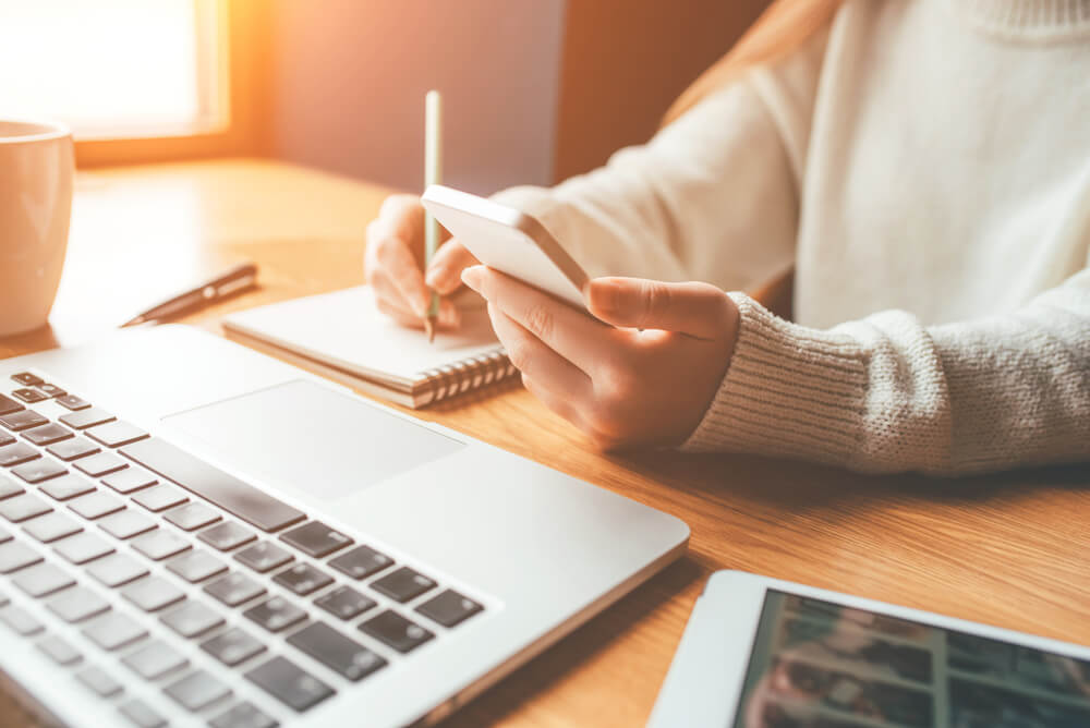 Young Woman Working in a Home Office.