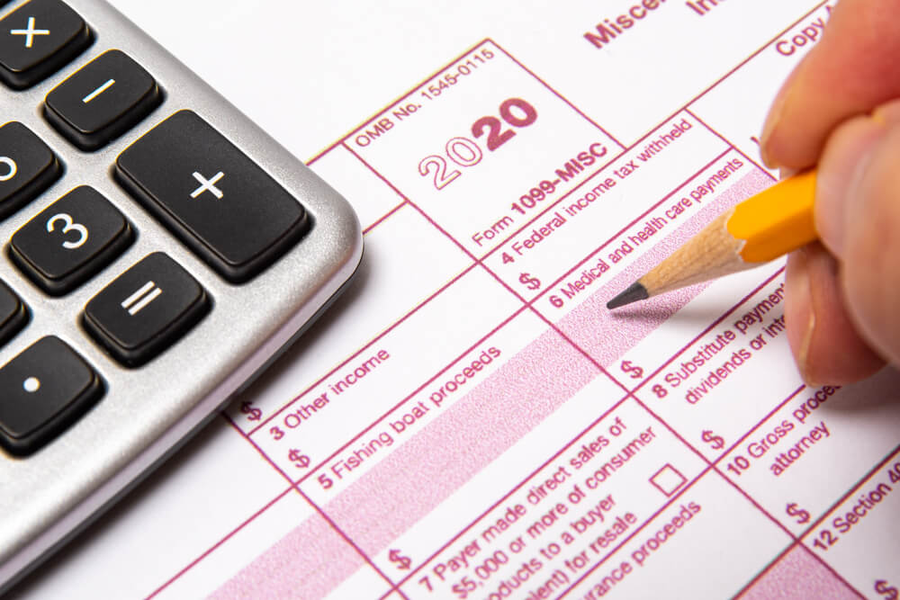 Tax Form 1099-Misc on a White Background.