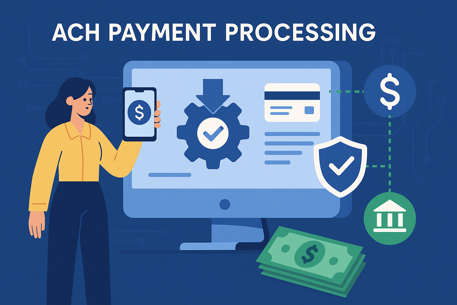 ACH payment processing, ACH network, direct deposit, same day ACH, NACHA rules, ACH credits and debits, ACH security, payroll ACH, vendor payments ACH, ACH compliance