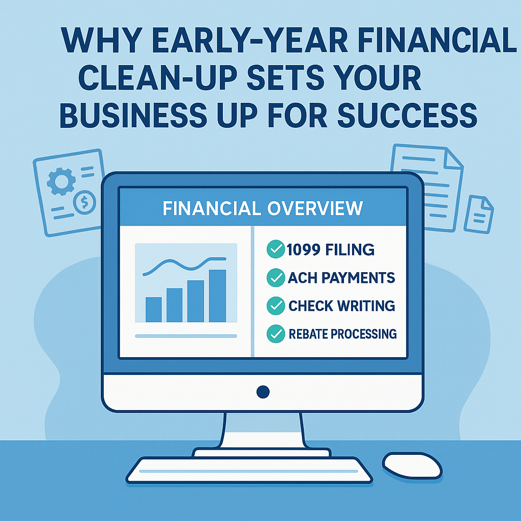 1099, ach payments, check mailing, check printing, closing the books, financial clean up, lockbox services