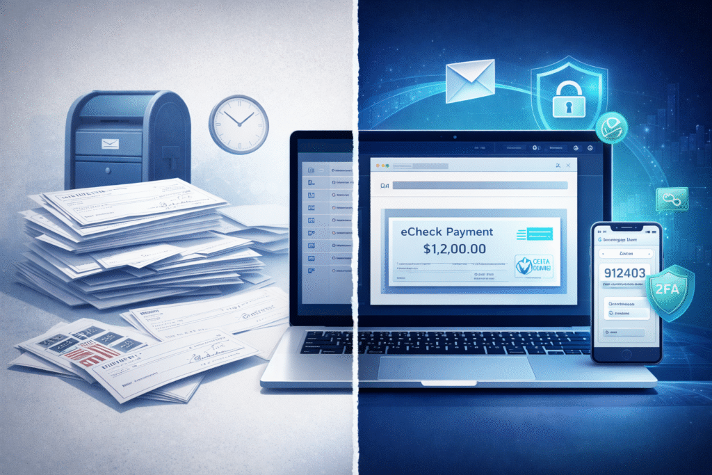 eChecks, electronic checks, email checks, echeck payment, digital checks, send checks online, instant check delivery, Positive Pay, secure check payments, AP automation, vendor payments, payment security, remote payments, check fraud prevention, digital disbursements