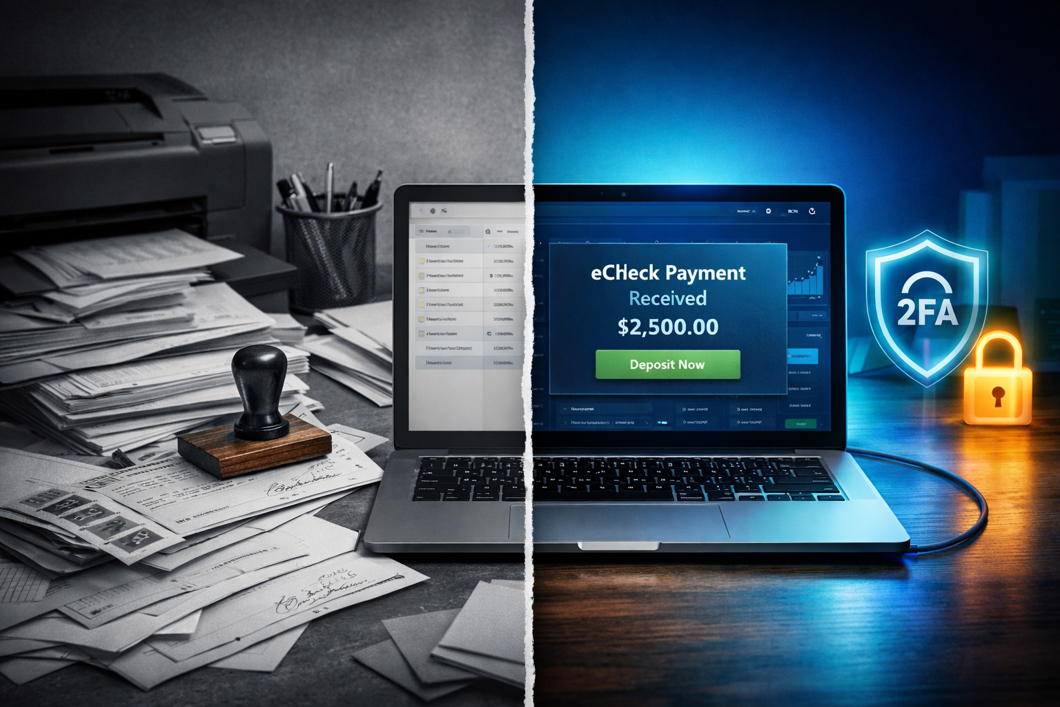 eCheck payments, electronic checks, digital check delivery, check fraud prevention, Positive Pay, payment automation, accounts payable efficiency, remote payment processing, check mailing alternatives, secure payment methods