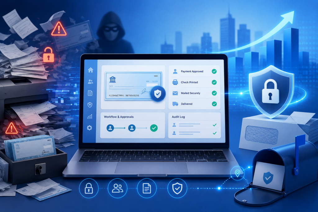 secure check printing software dashboard helping growing businesses prevent check fraud and payment errors