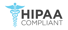shutterstock_447050911 1 | CheckIssuing | CheckIssuing Blue caduceus medical symbol to the left of the words 'HIPAA COMPLIANT' in bold gray lettering.